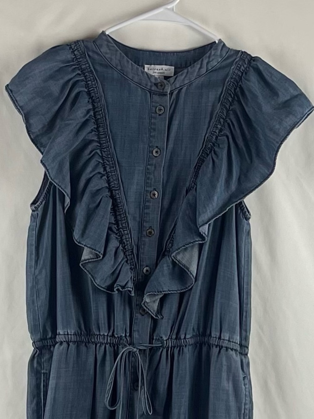 Anthropologie Current Air Blue Denim Chambray Prairie Jumpsuit NWOT Size S - Picture 3 of 11